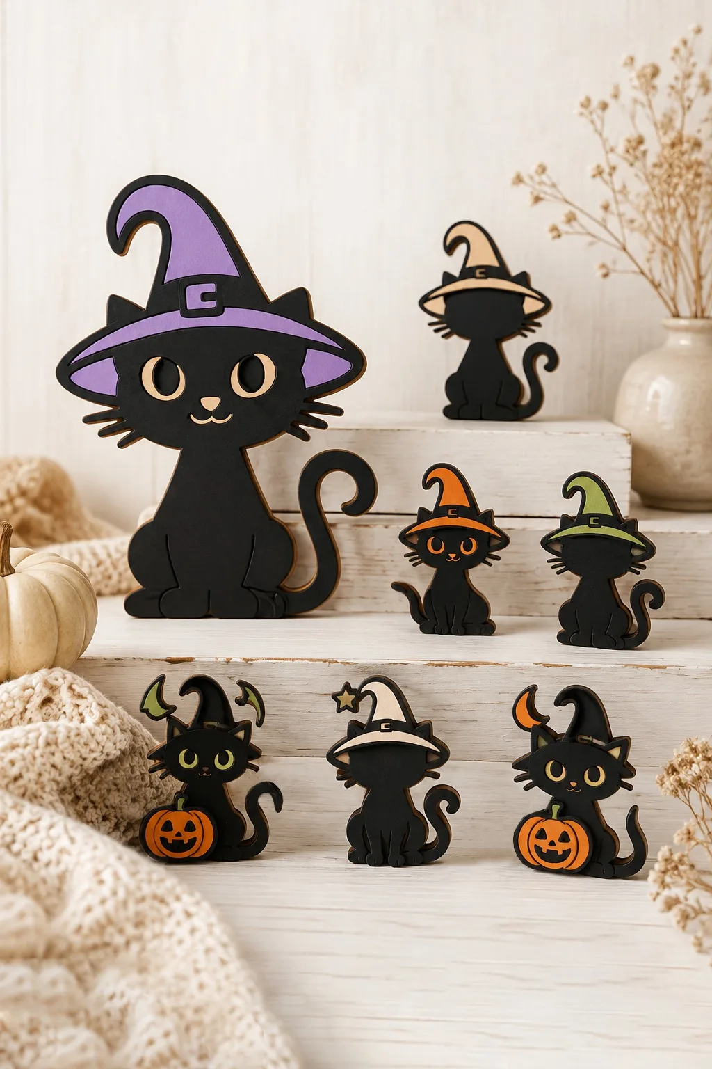 Laser Cut Halloween Cat Bundle — SVG laser cut file