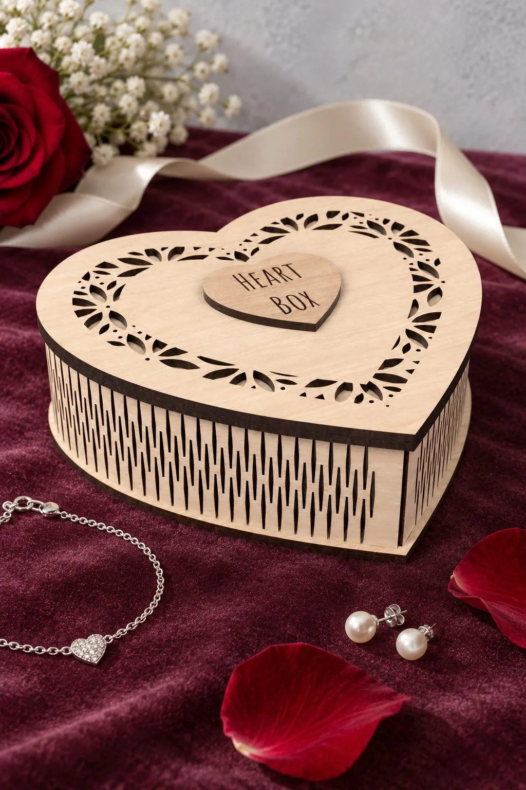 Laser Cut Heart Shaped Box — SVG laser cut file