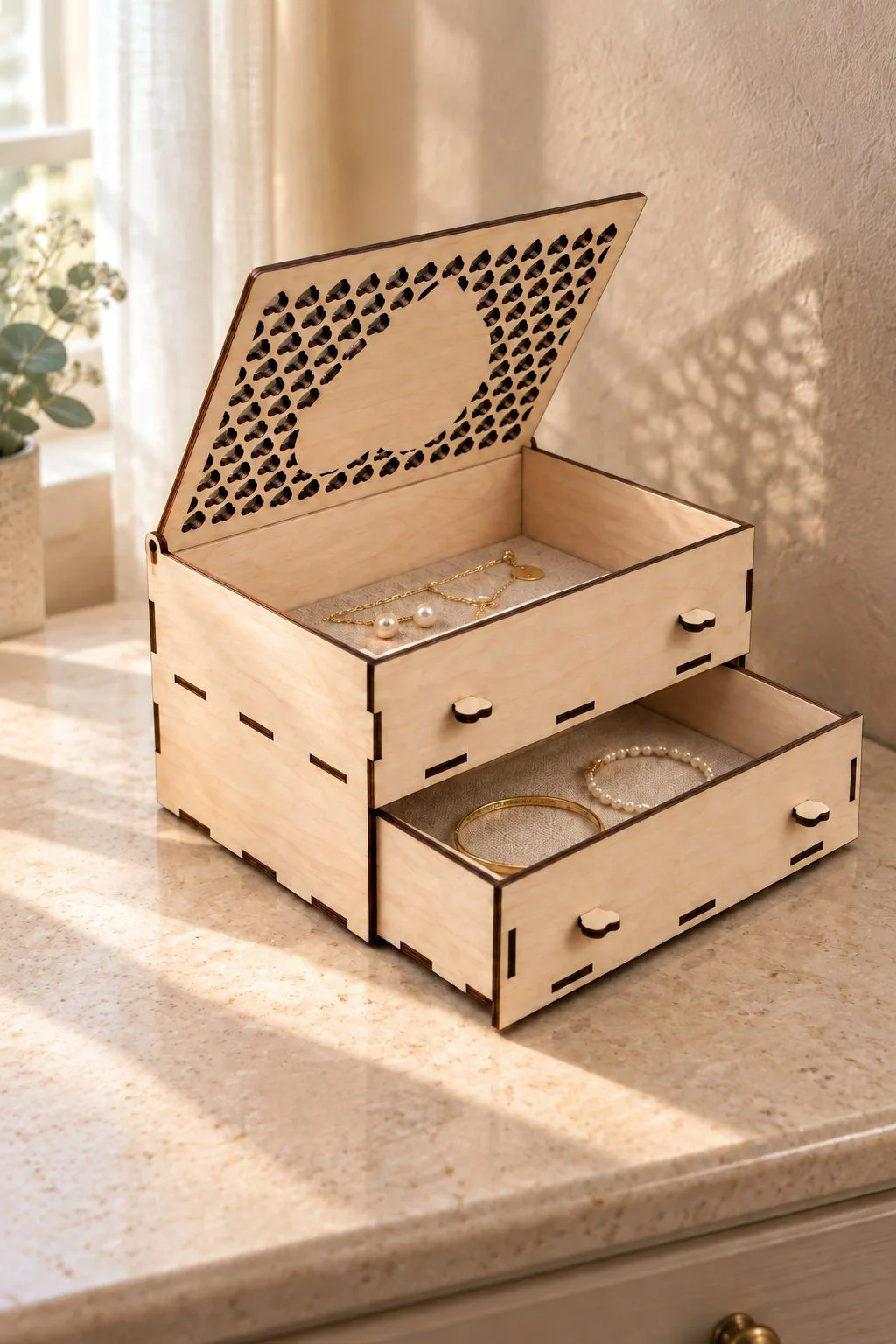 Laser Cut Jewelry Box with Drawer — SVG laser cut file