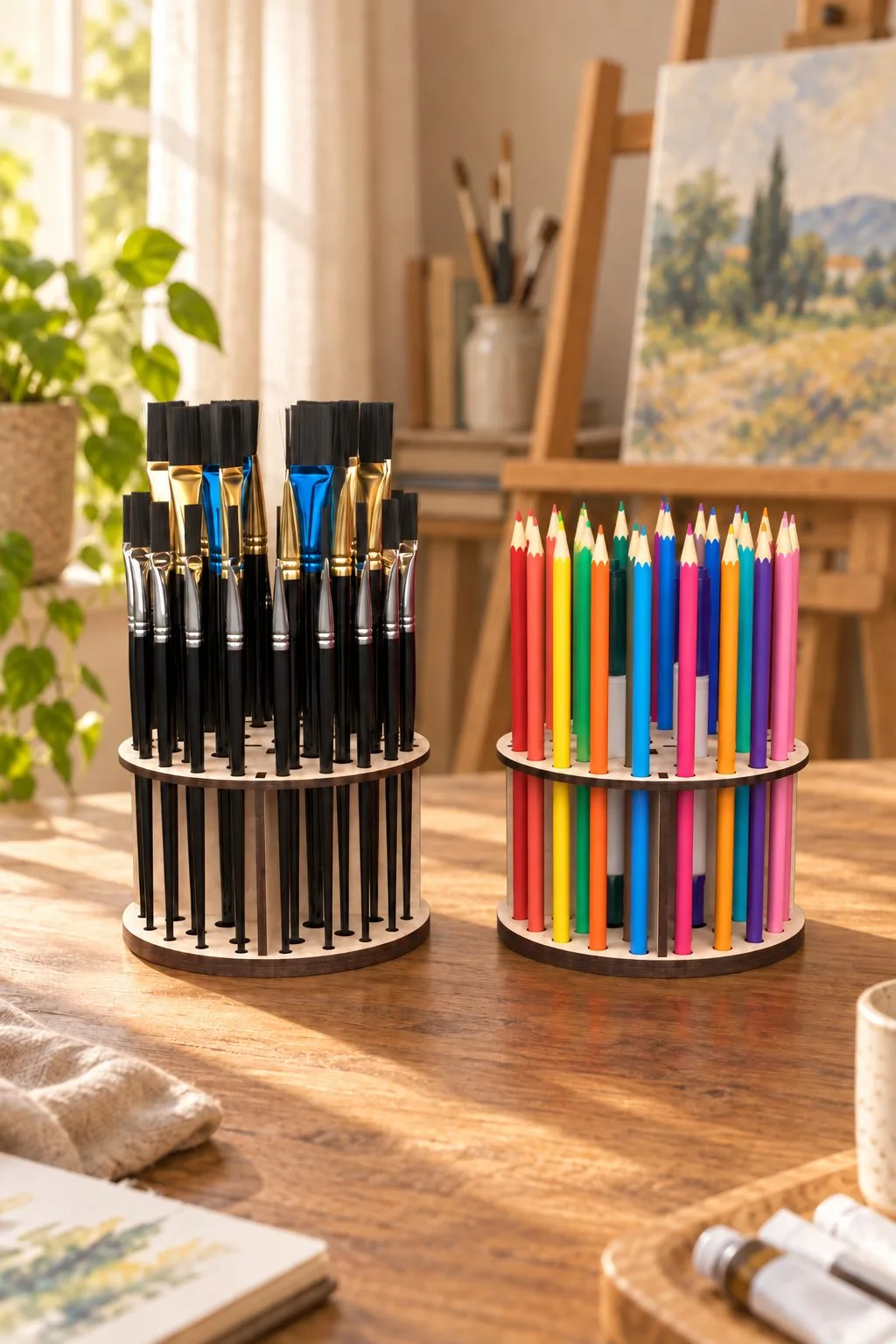 Laser Cut Round Pencil and Brush Holder — SVG laser cut file