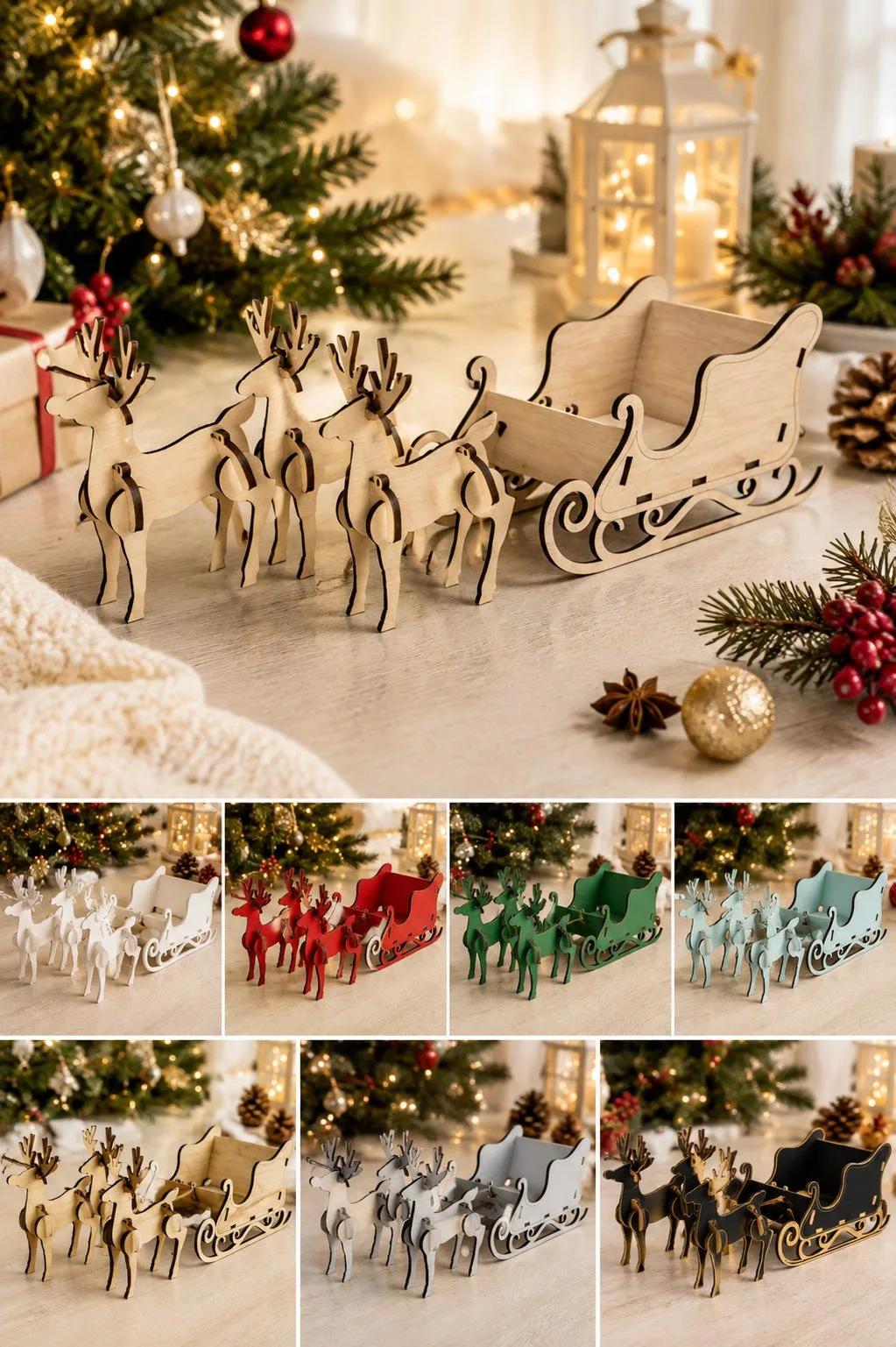 Laser Cut Sleigh Reindeer — SVG laser cut file