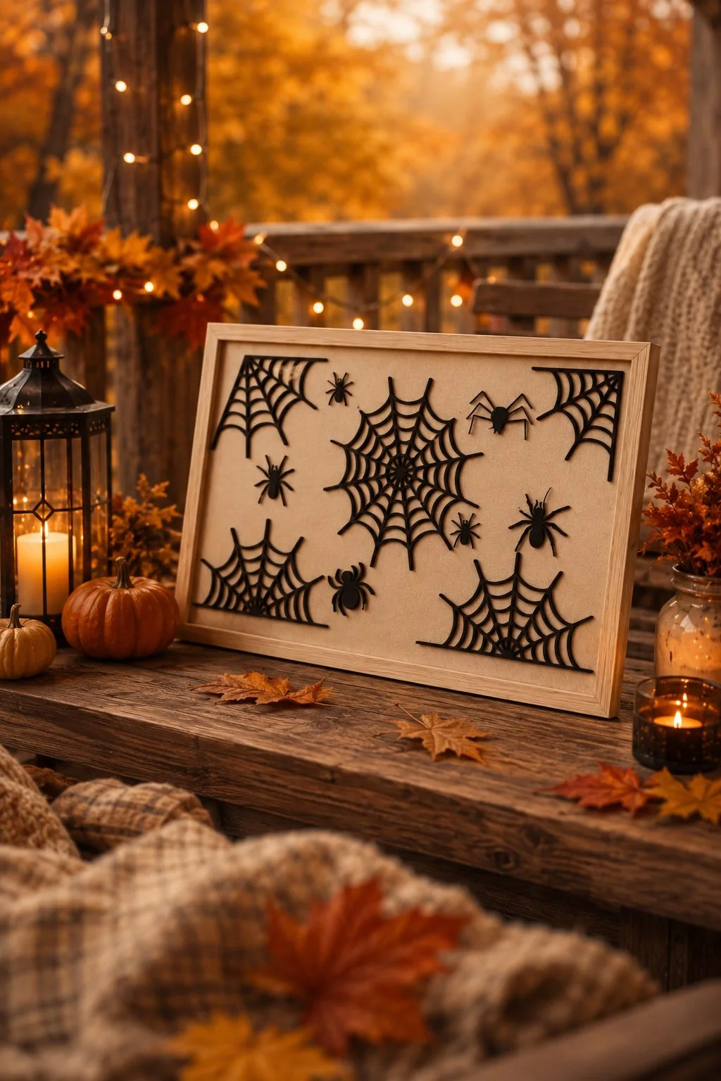 Spider Web and Spider Cutout Set — SVG laser cut file