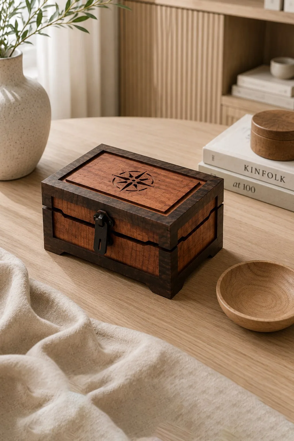 Pirate Treasure Chest With a Compass Lid — SVG laser cut file