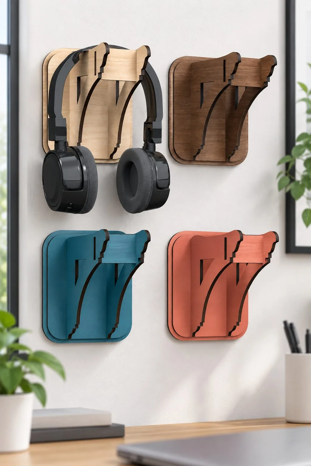 Laser Cut Wall Mount Headphone Holder — SVG laser cut file