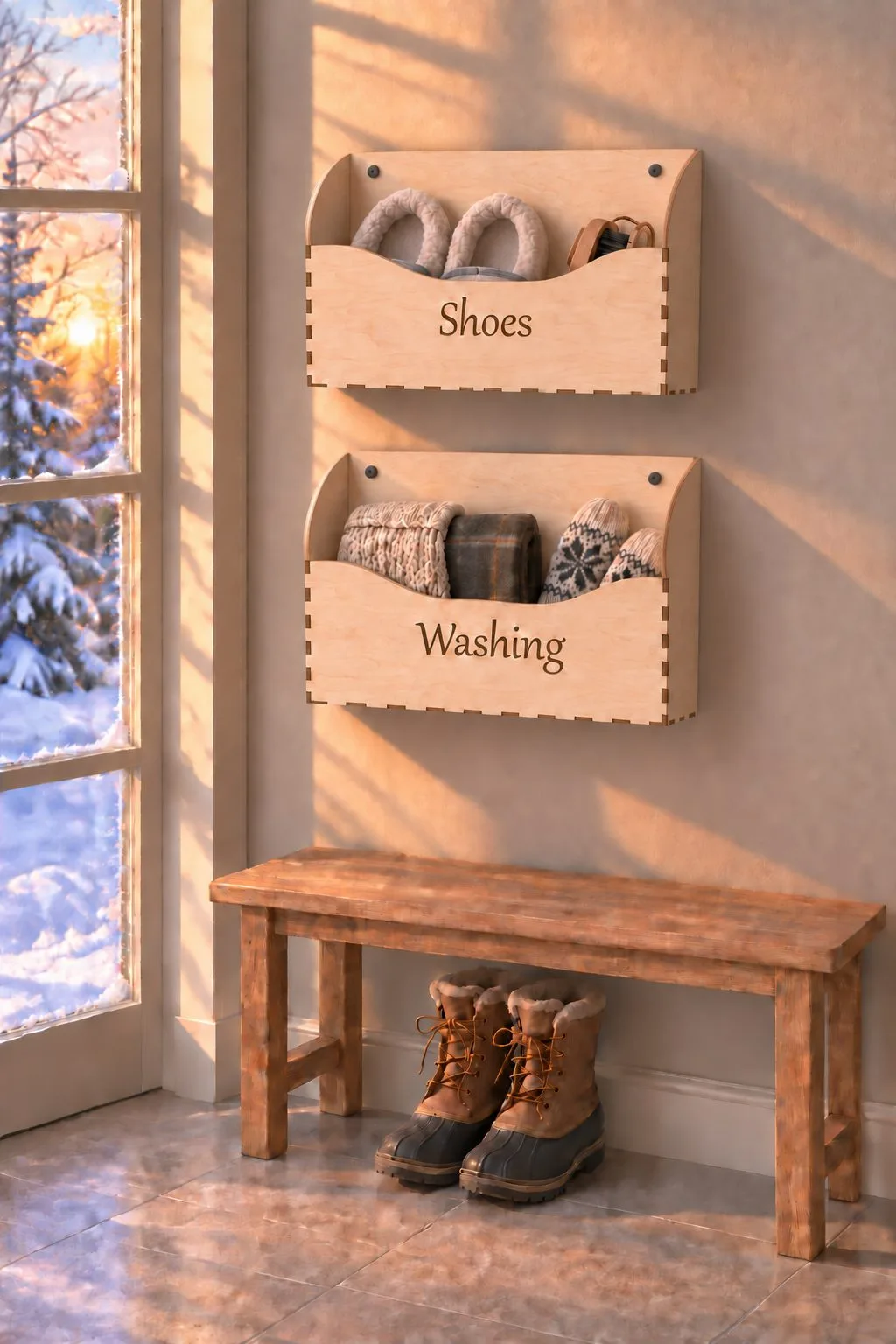 Laser Cut Wall Storage Organizer Baskets — SVG laser cut file