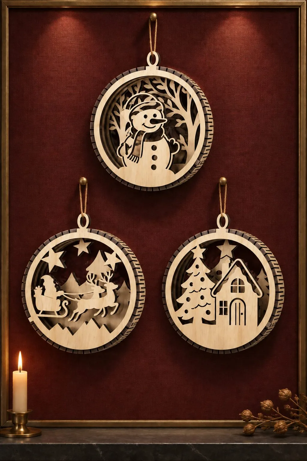 Layered Christmas Ornament Bundle — SVG laser cut file