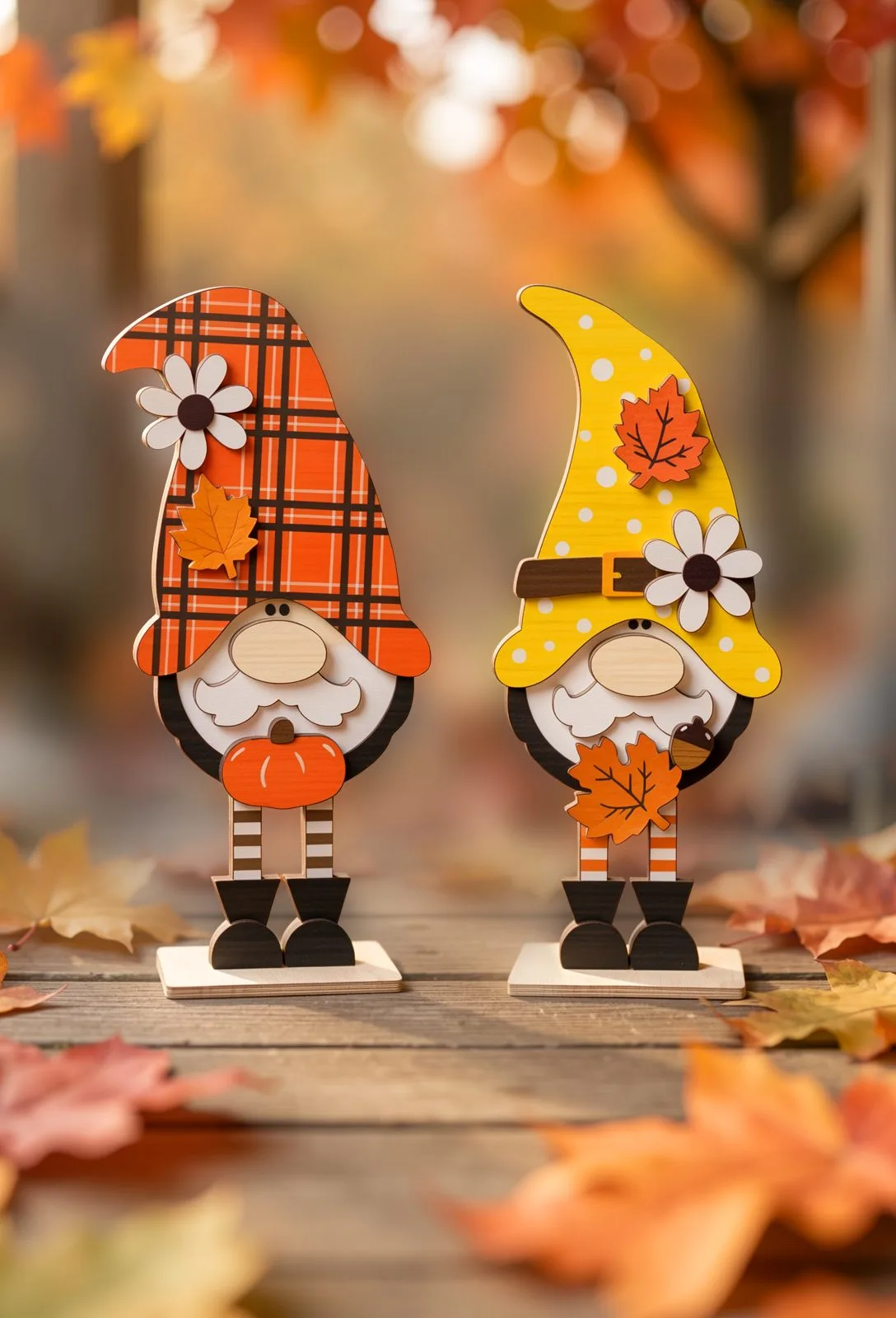 Plaid & Polka Dot Fall Gnomes — SVG laser cut file