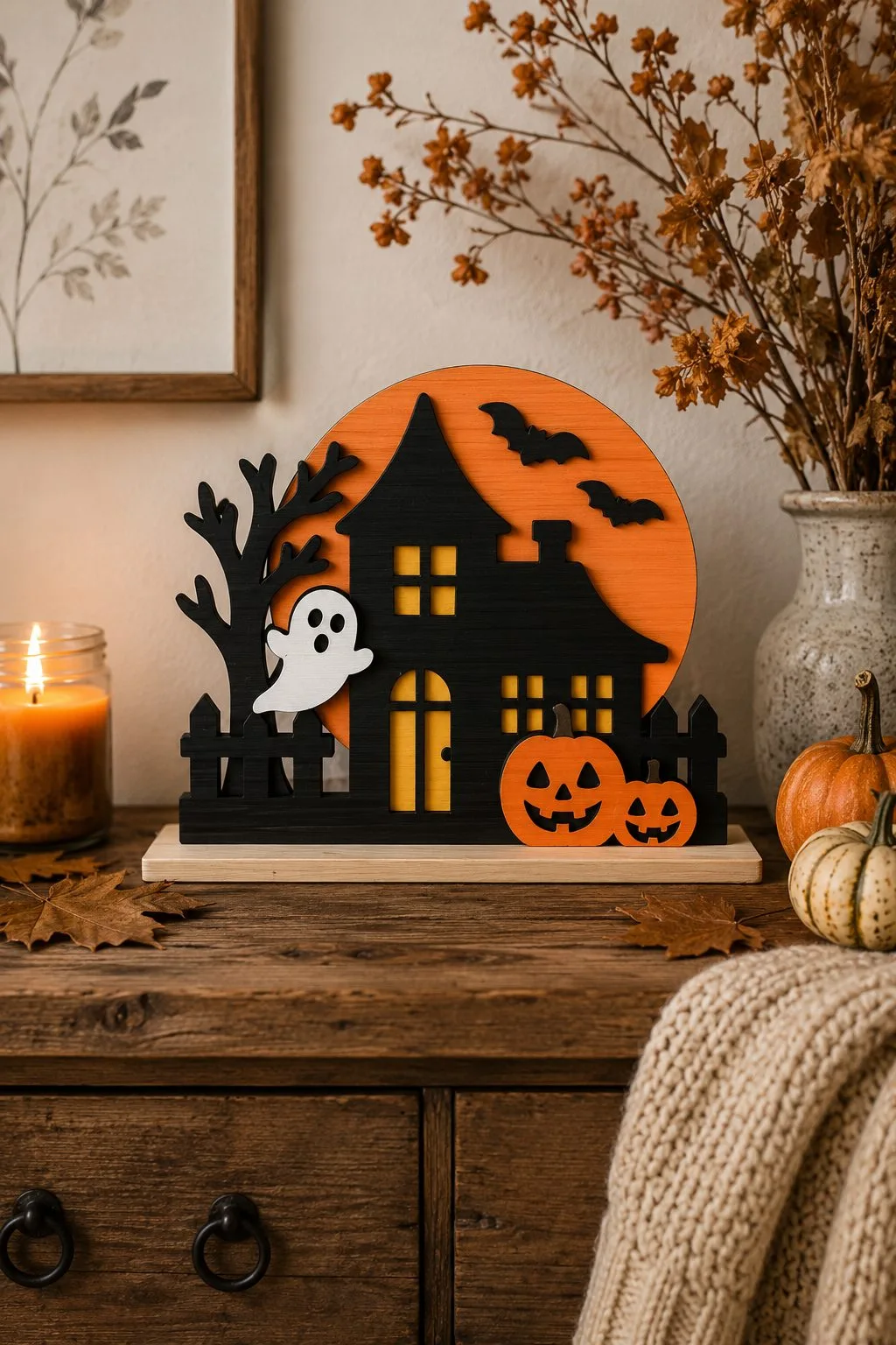 Layered Halloween Haunted House — SVG laser cut file