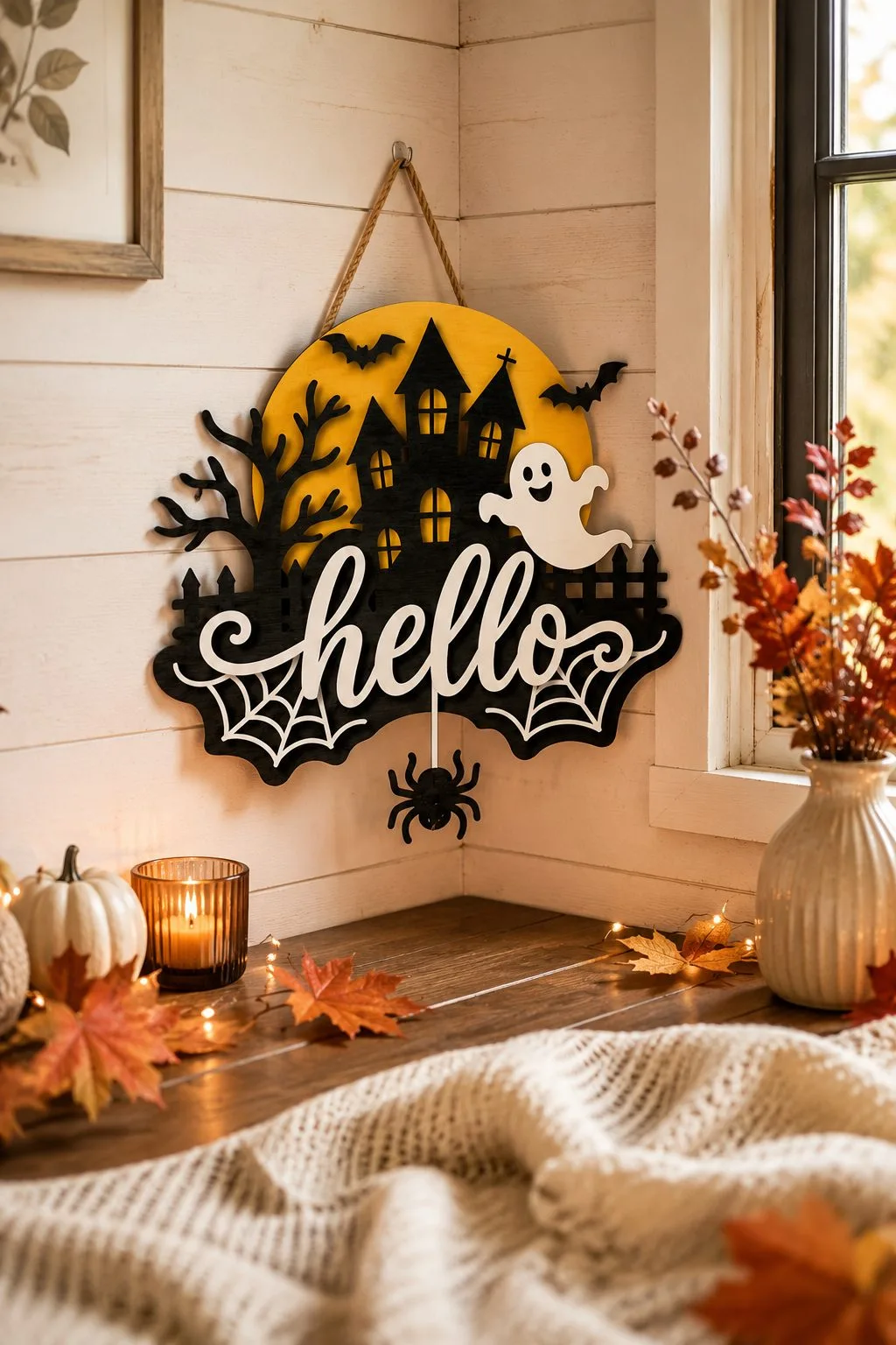 Layered Halloween Hello Door Hanger — SVG laser cut file
