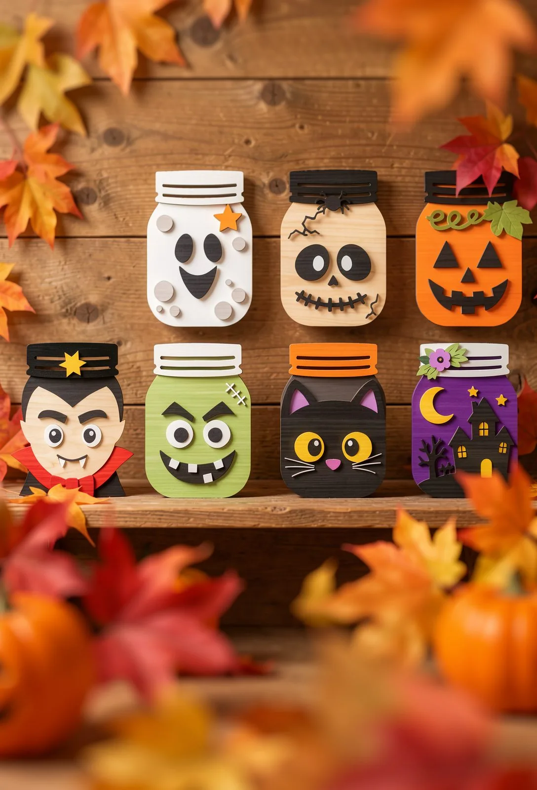 Halloween Mason Jar Faces — SVG laser cut file