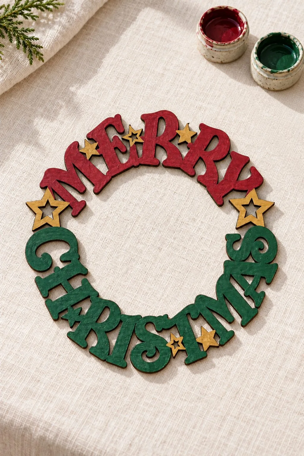 Merry Christmas Door Wreath Sign — SVG laser cut file