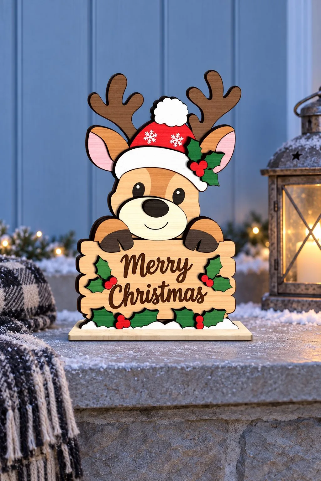 Merry Christmas Reindeer — SVG laser cut file