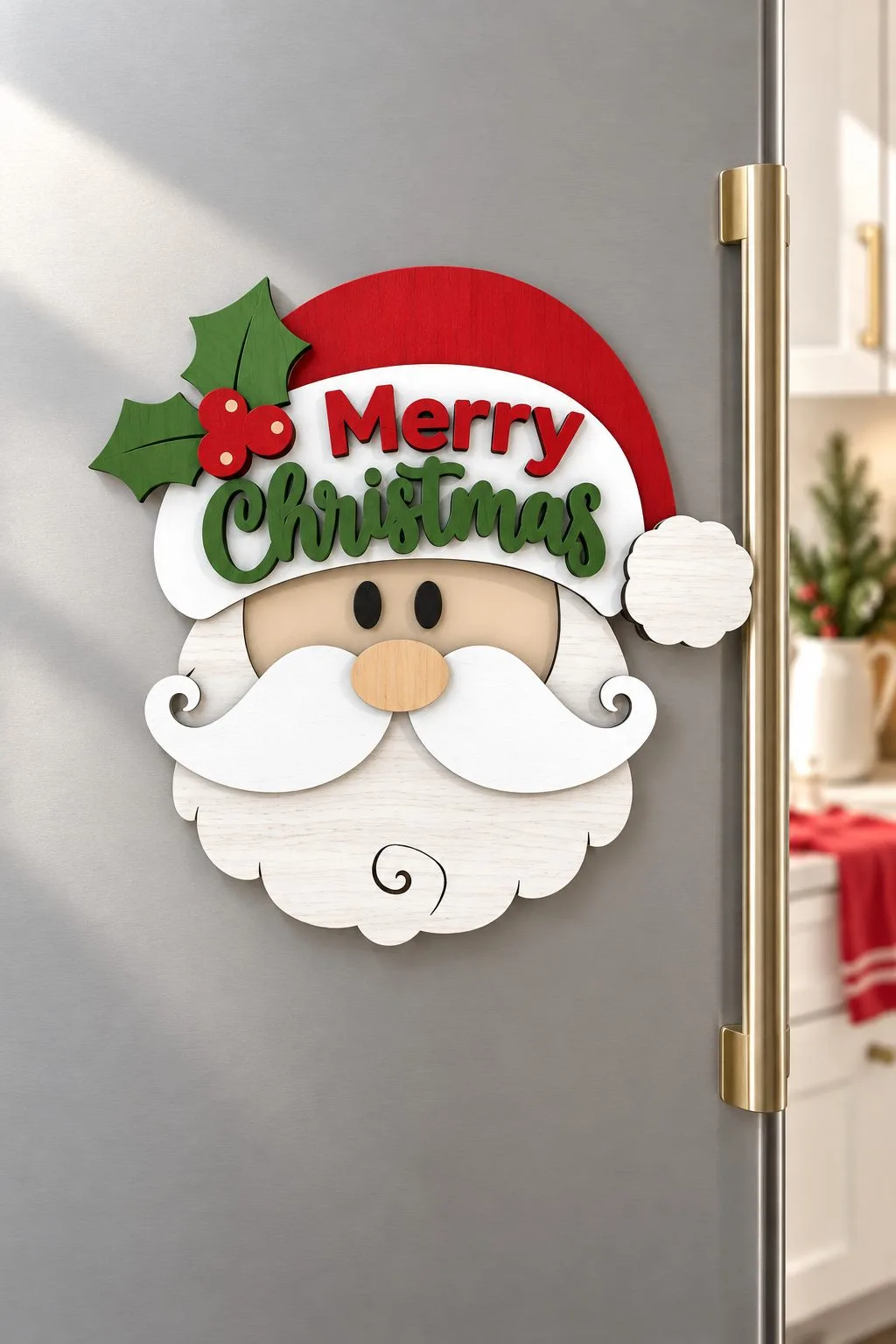 Red Hat Santa Face Merry Christmas Sign — SVG laser cut file