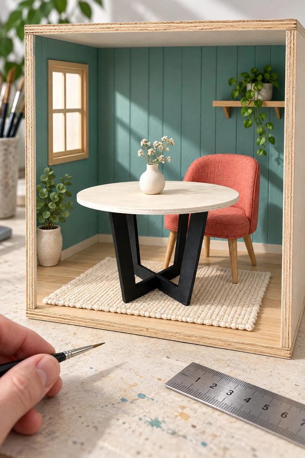 Laser Cut Miniature Dollhouse Round Table — SVG laser cut file