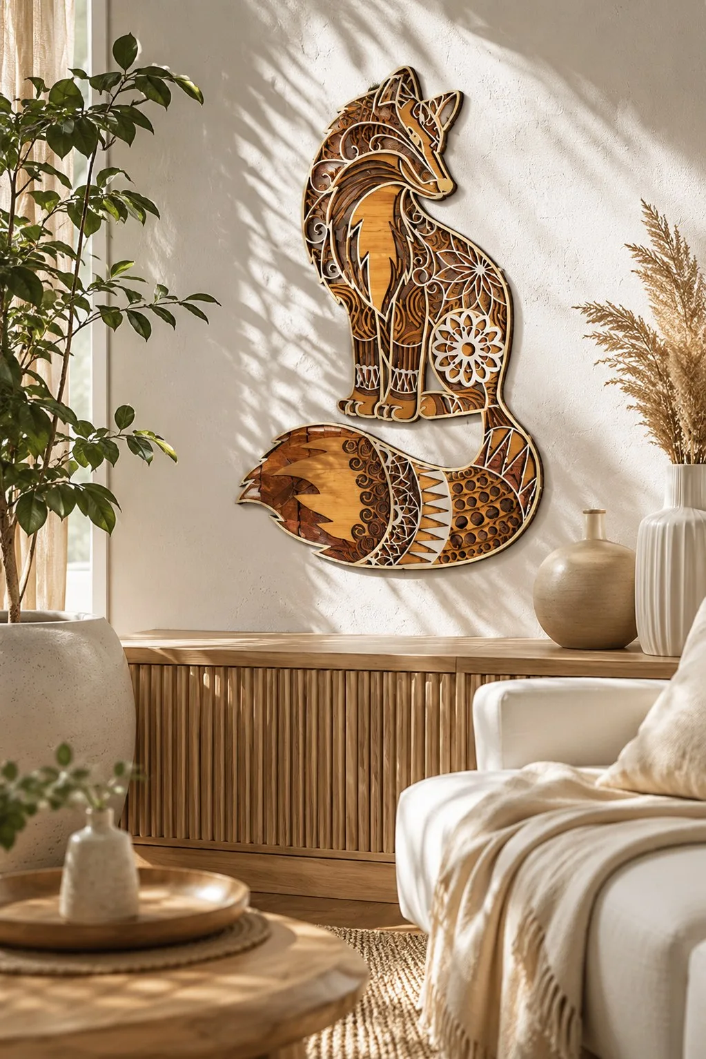 Layered Fox Mandala Wall Art — SVG laser cut file