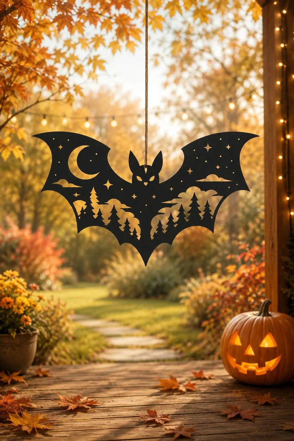Night Forest Bat Wall Art — SVG laser cut file