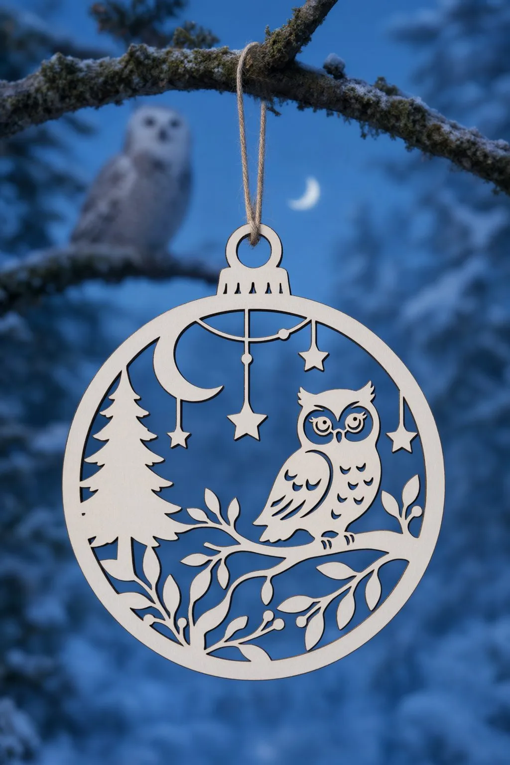 Owl Christmas Ornament — SVG laser cut file