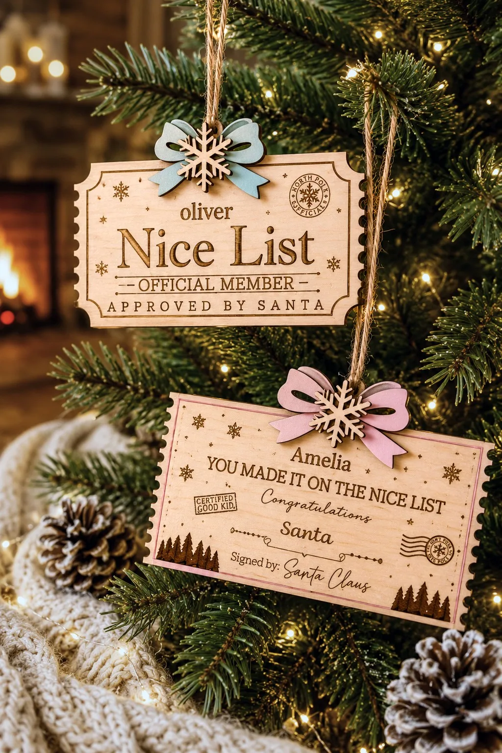 Santa's Nice List Ticket Ornaments — SVG laser cut file