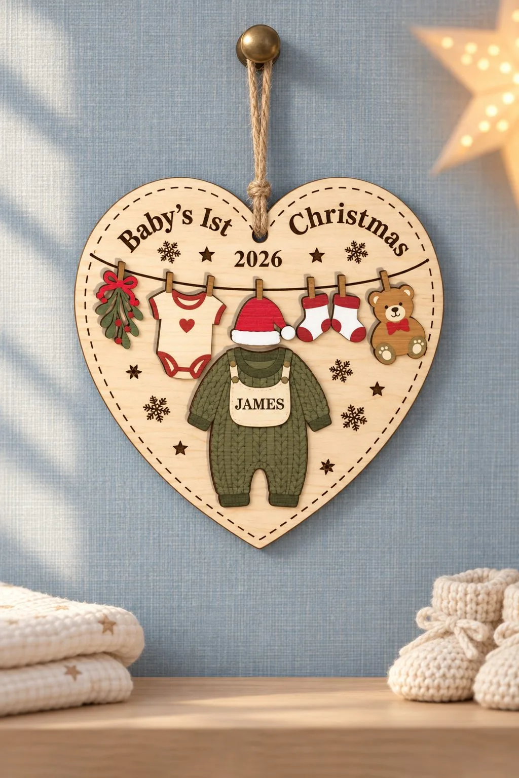 Personalized Baby Christmas Ornament — SVG laser cut file