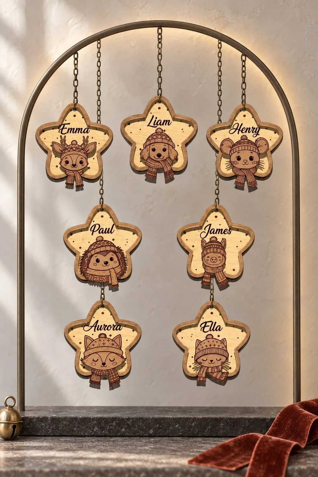 Personalized Christmas Star Ornaments — SVG laser cut file