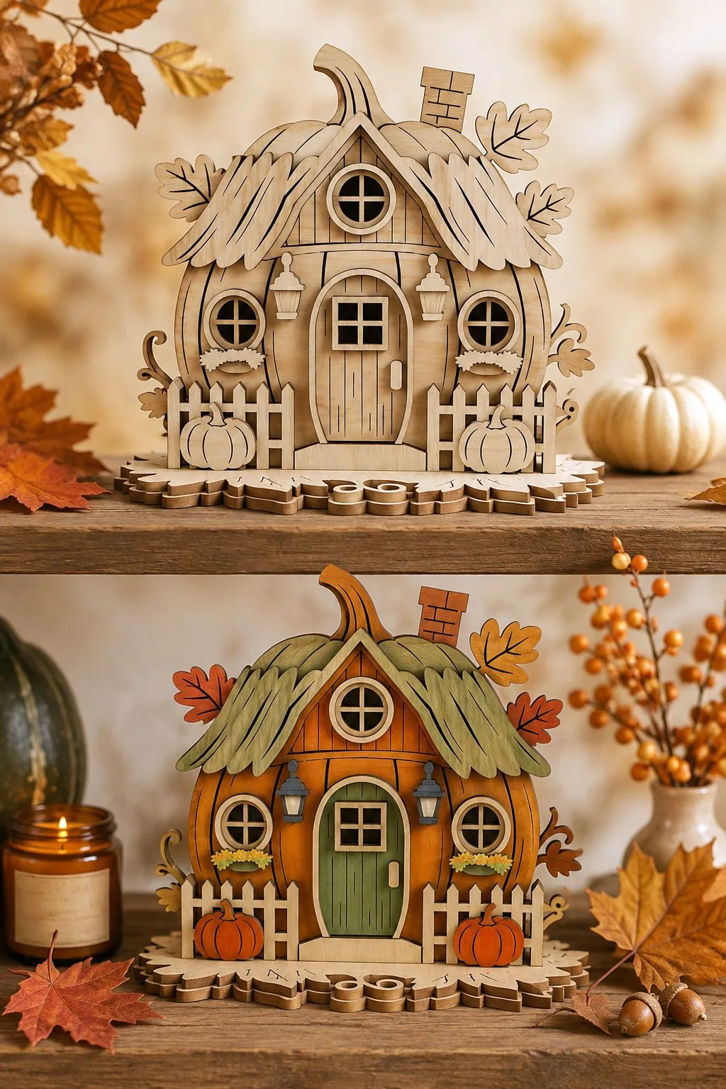 Pumpkin Fairy House Shelf Decor — SVG laser cut file