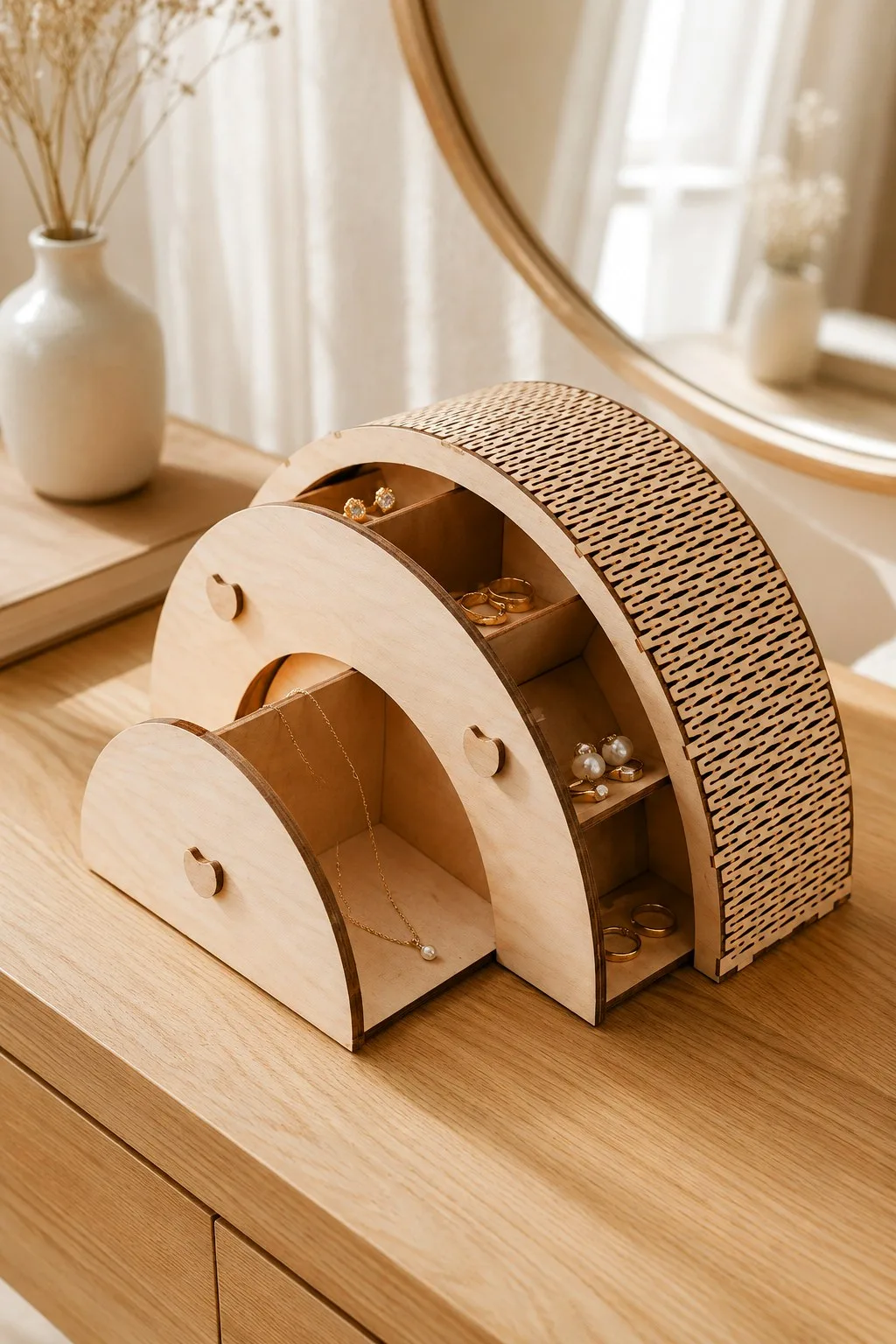 Arched Jewellery Box With Drawers — SVG laser cut file