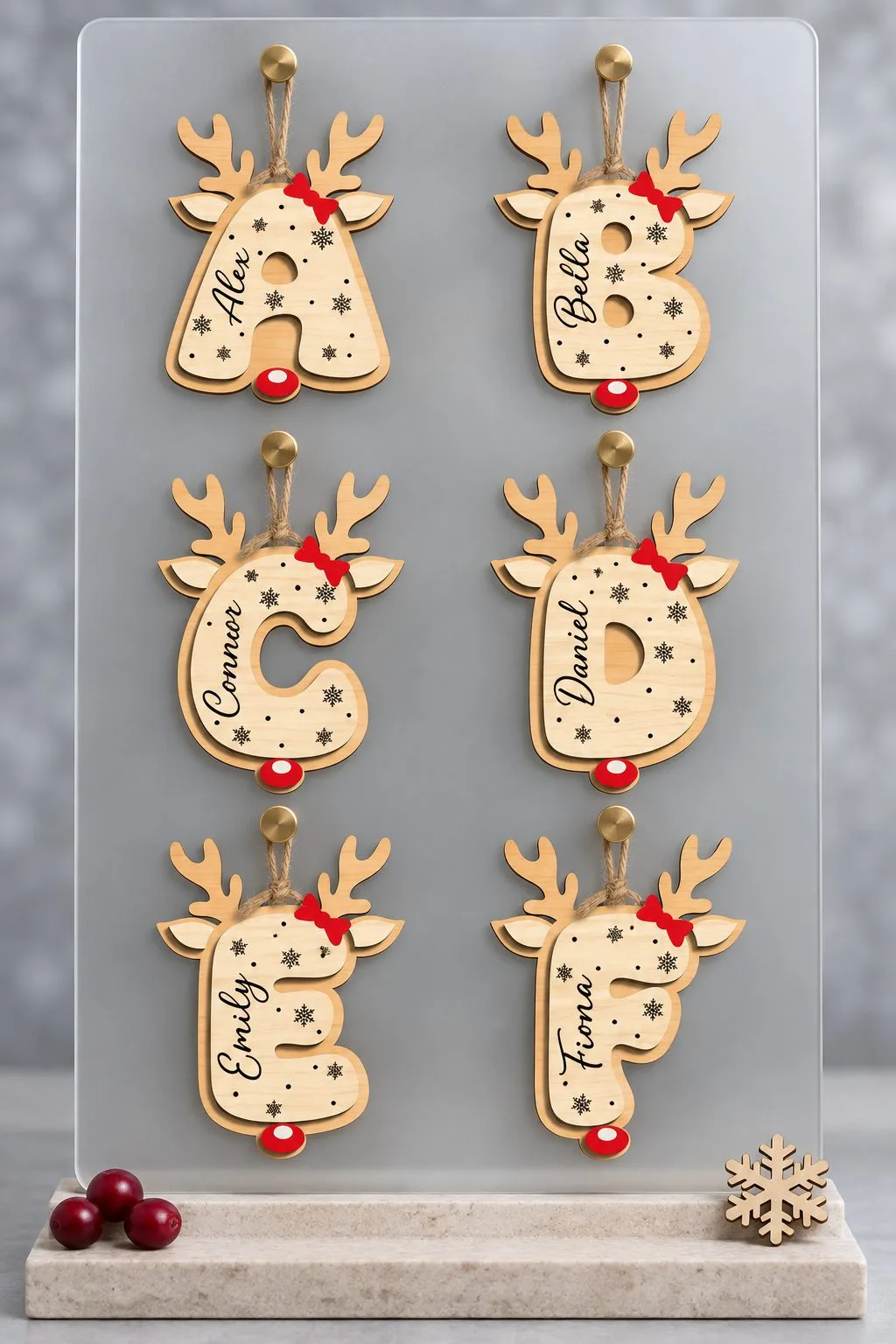 Reindeer Alphabet Ornament — SVG laser cut file