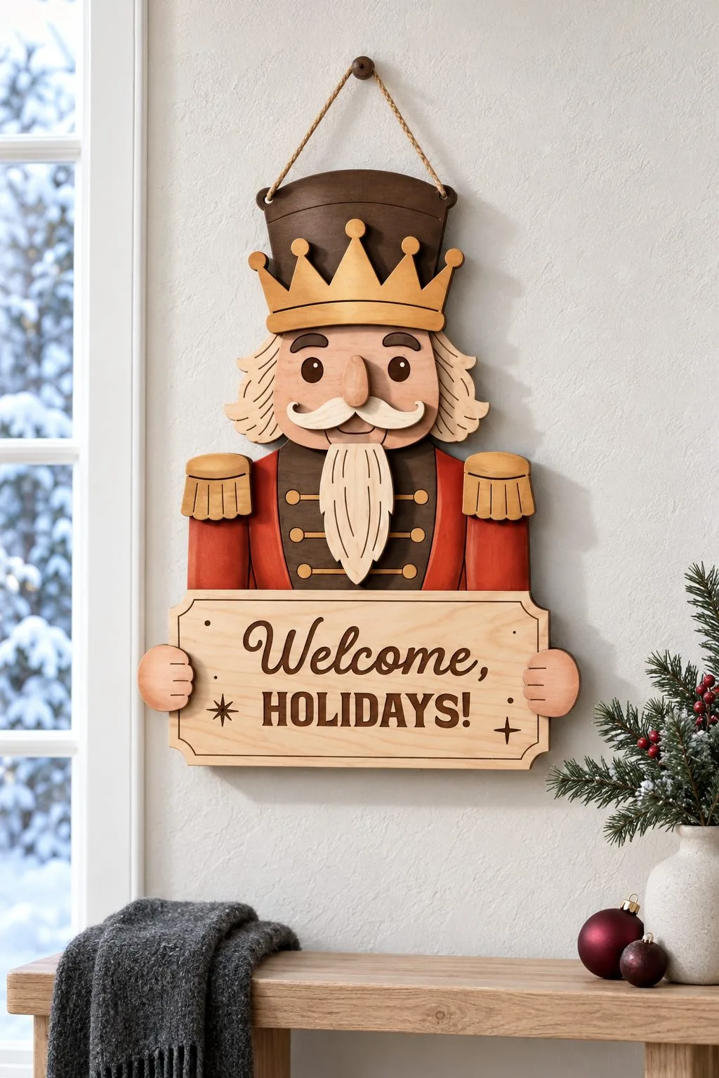 Retro Christmas Door Hangers Bundle — SVG laser cut file