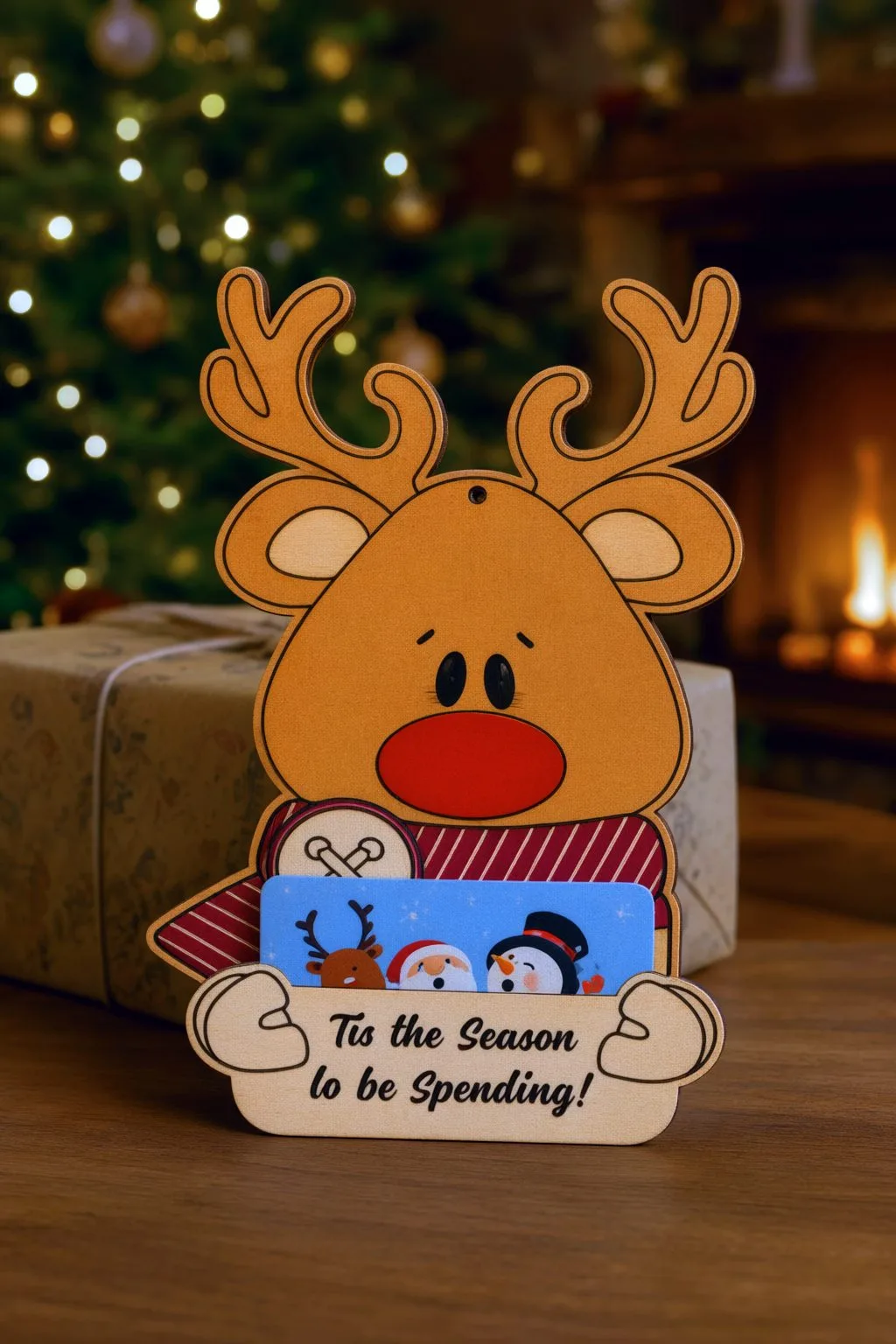 Rudolph Gift Card Holder Ornament — SVG laser cut file
