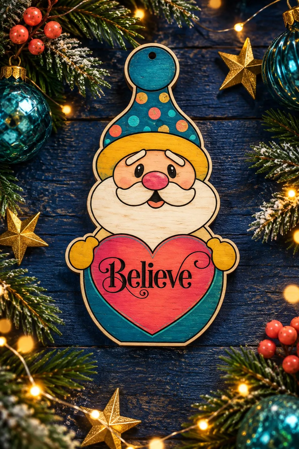 Santa Believe Ornament — SVG laser cut file