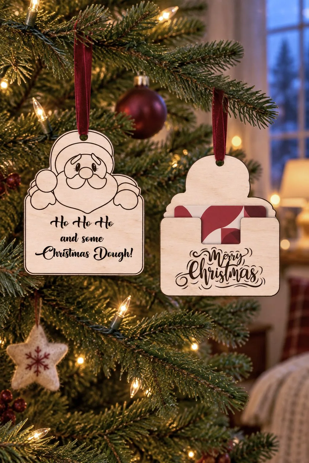 Santa Gift Card Christmas Ornament — SVG laser cut file