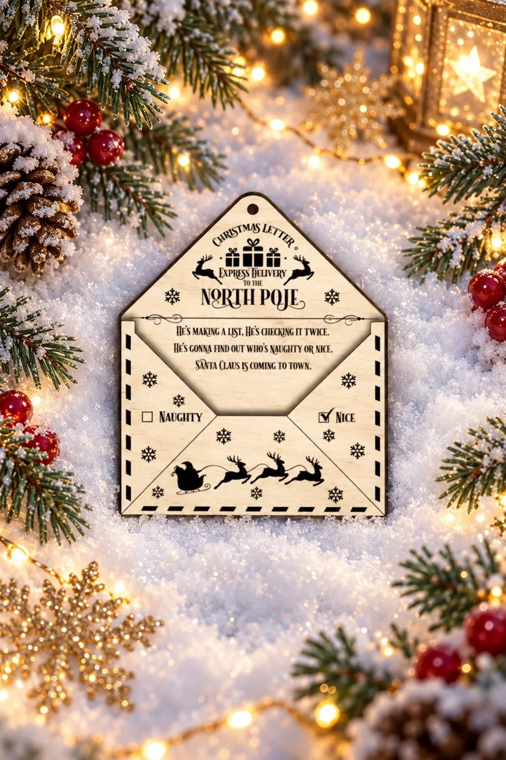 Santa Letter Envelope Christmas Holder — SVG laser cut file
