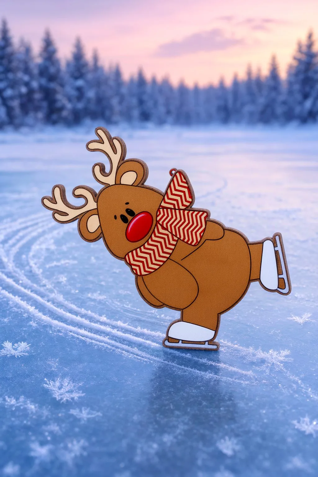 Skating Rudolph Ornament — SVG laser cut file