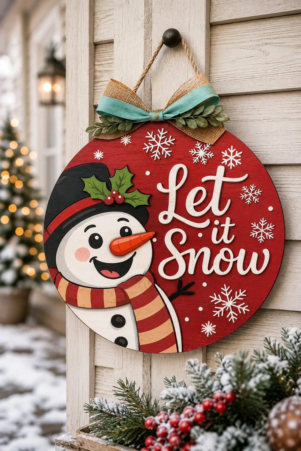 Snowman Christmas Door Sign Bundle — SVG laser cut file