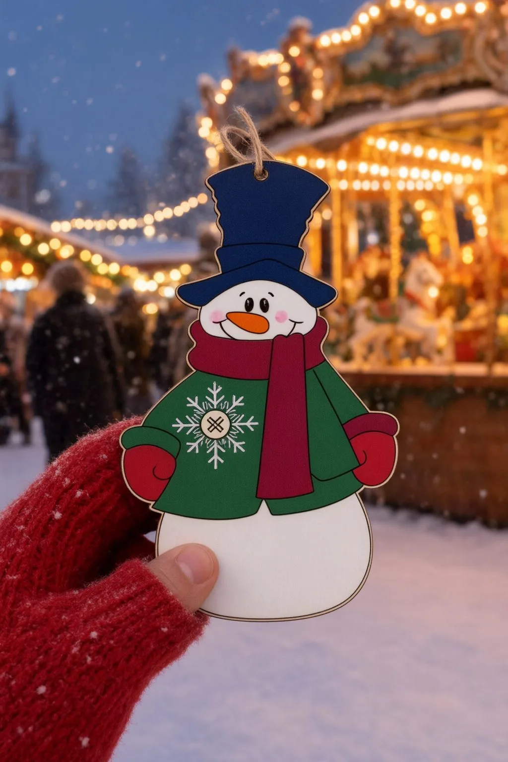 Snowman with Snowflake Button — SVG laser cut file