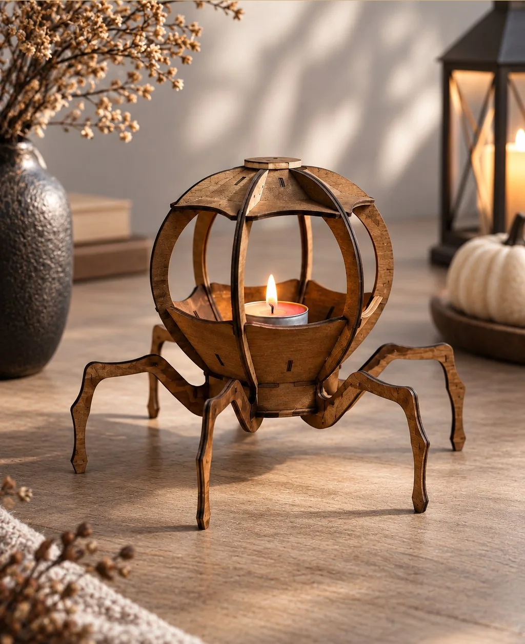Spider Tealight Holder on Long Legs — SVG laser cut file