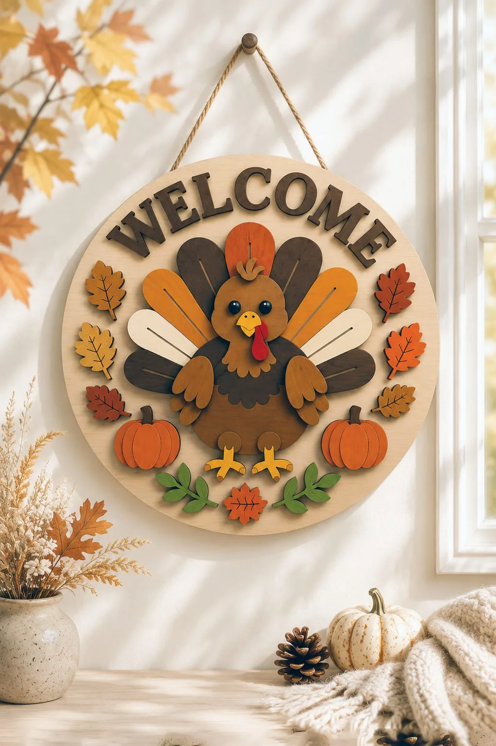 Thanksgiving Turkey Welcome Sign — SVG laser cut file