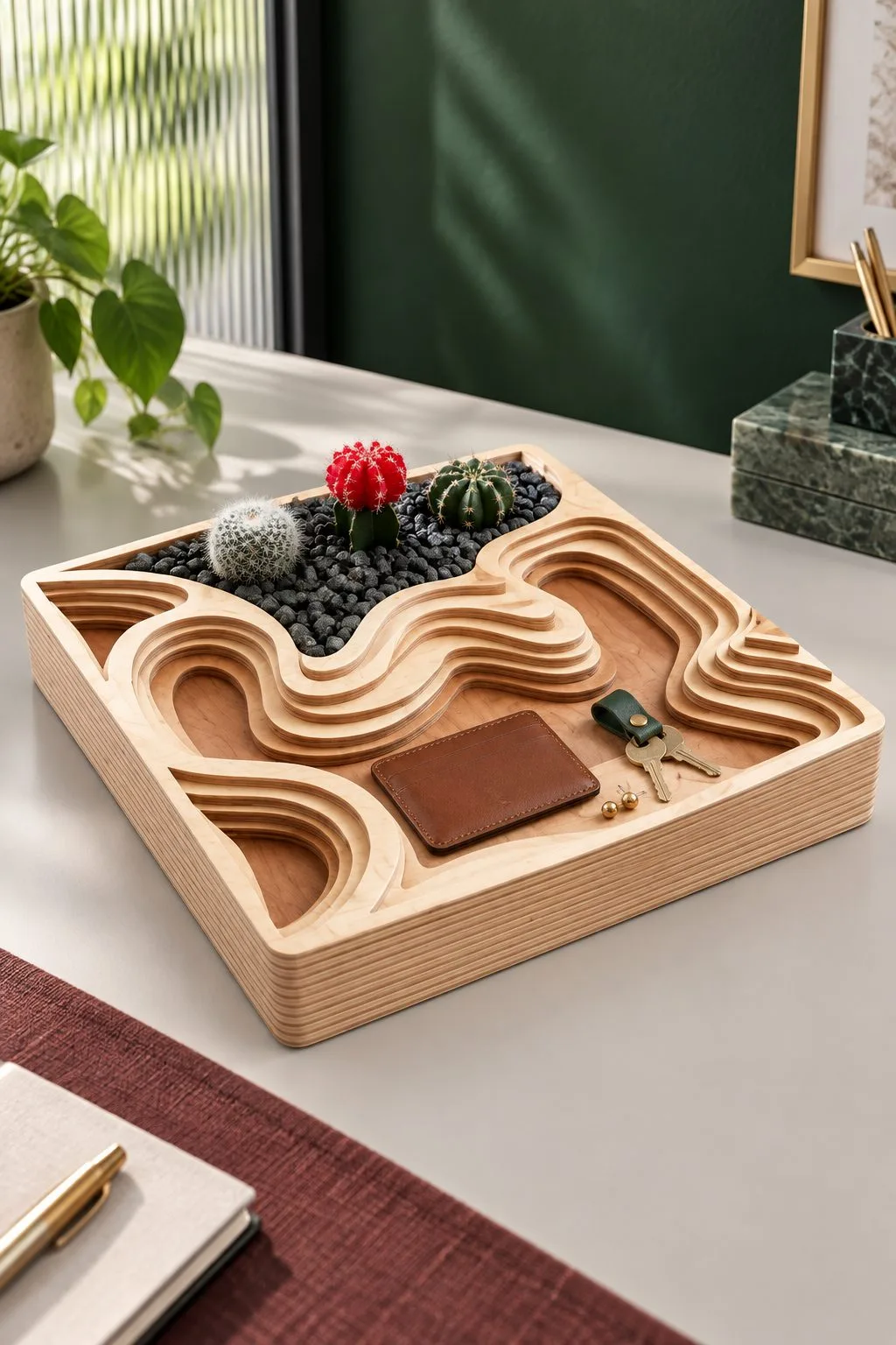 Laser Cut Layered Topographic Catchall Tray — SVG laser cut file