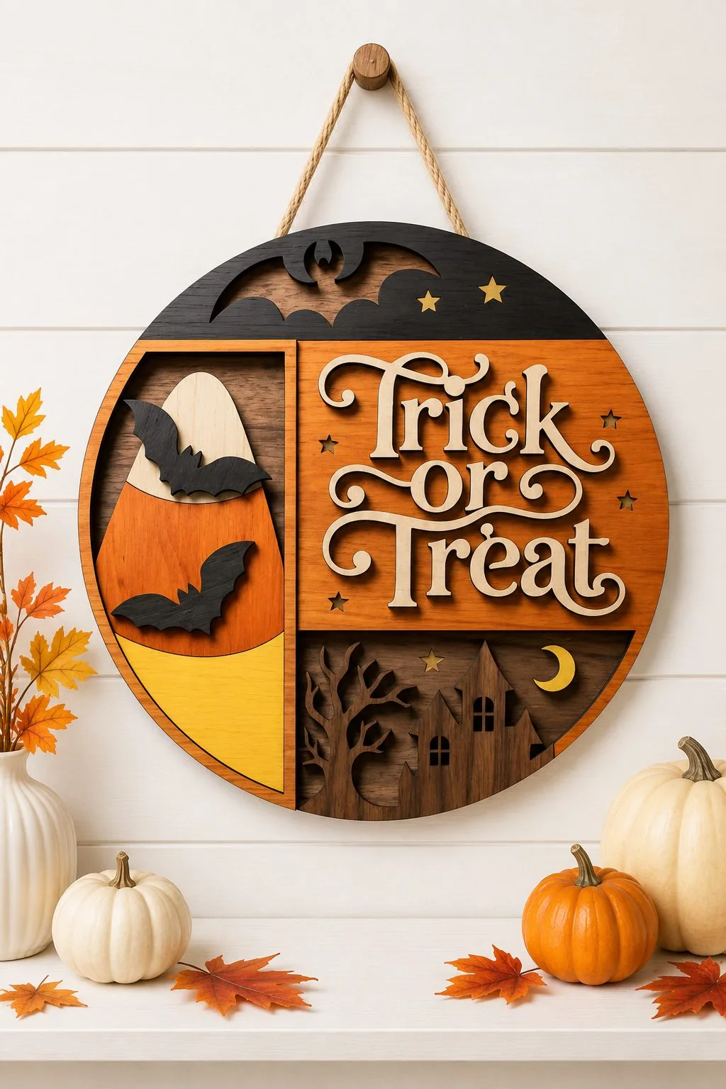 Trick or Treat Candy Corn Sign — SVG laser cut file