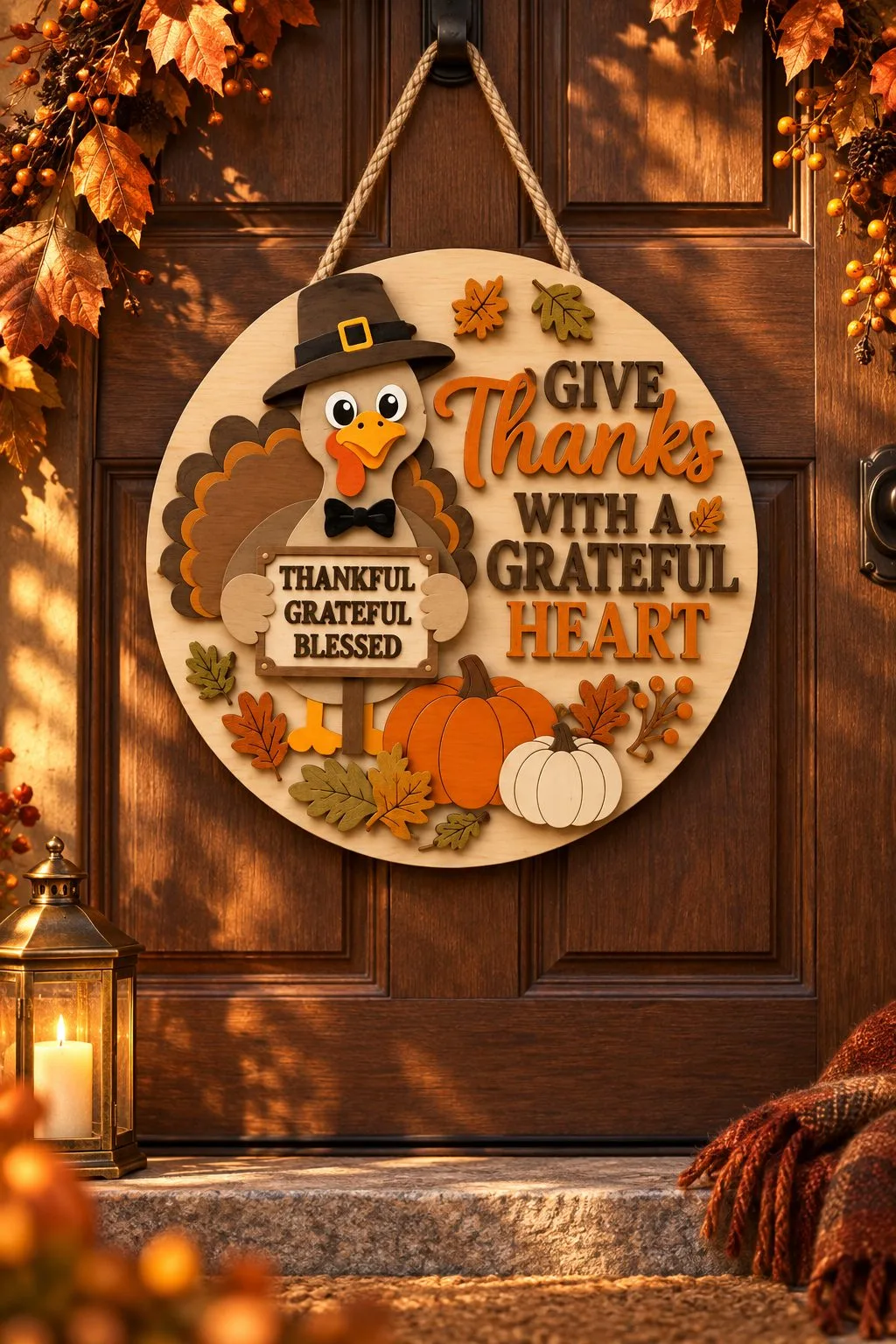 Turkey Thanksgiving Door Hanger — SVG laser cut file