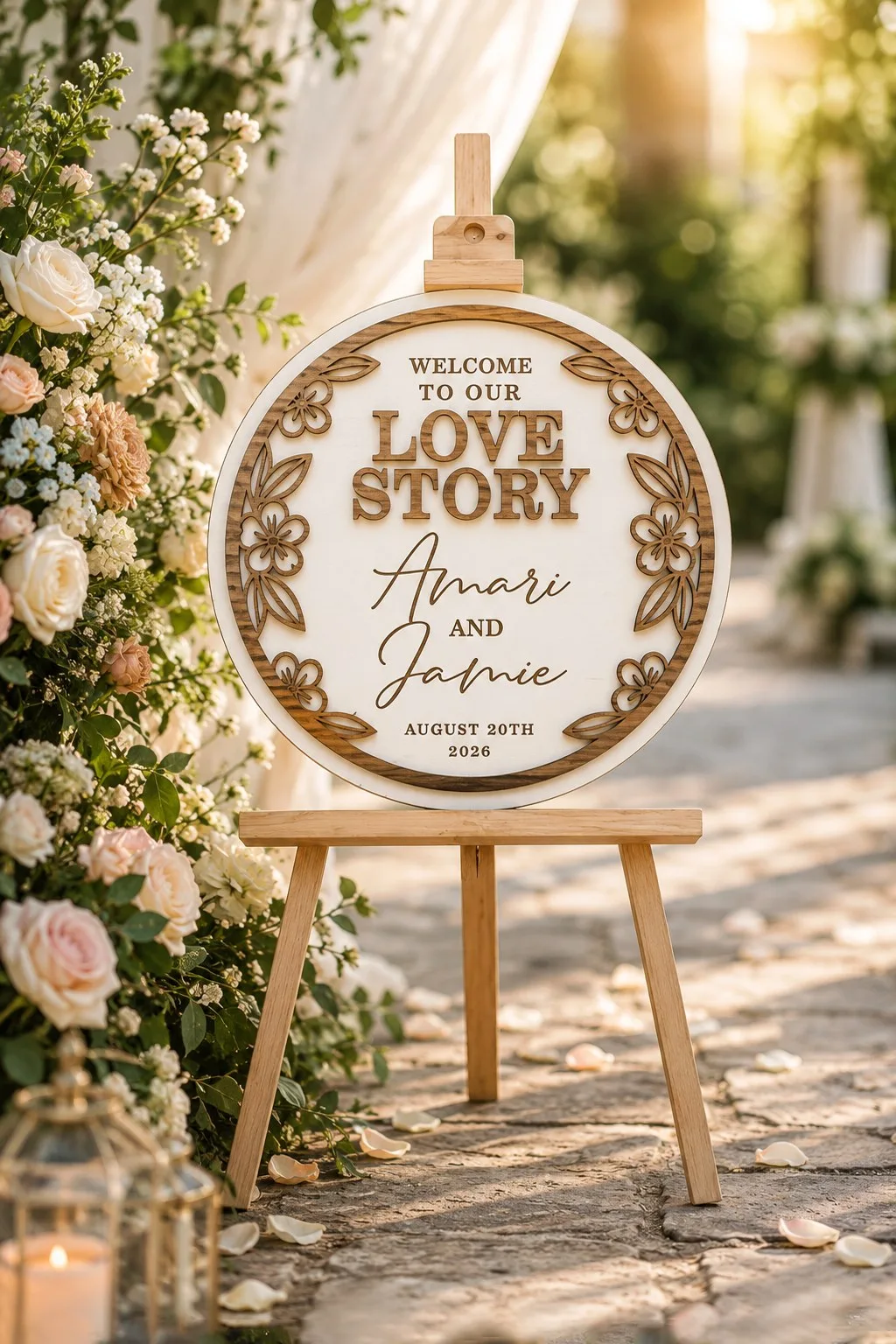 Round Layered Love Story Welcome Sign — SVG laser cut file