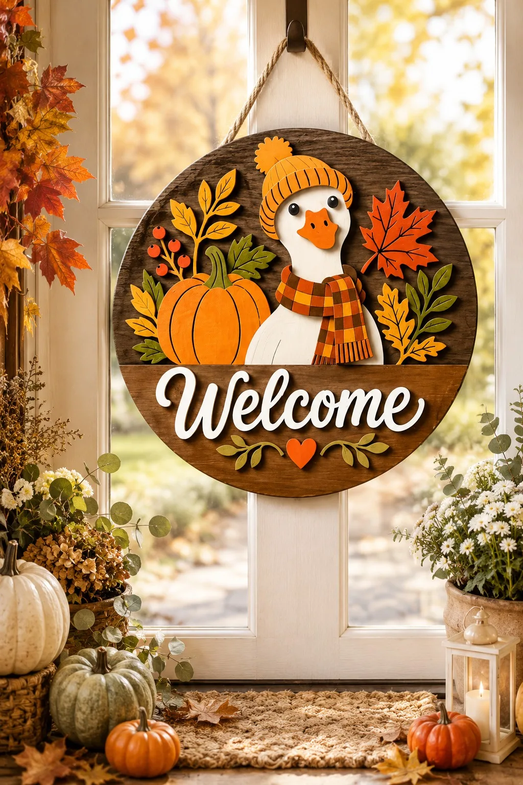 Fall Goose Welcome Door Hanger — SVG laser cut file
