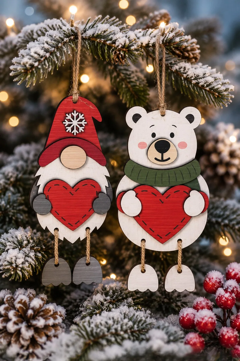 Gnome and Polar Bear Ornaments — SVG laser cut file
