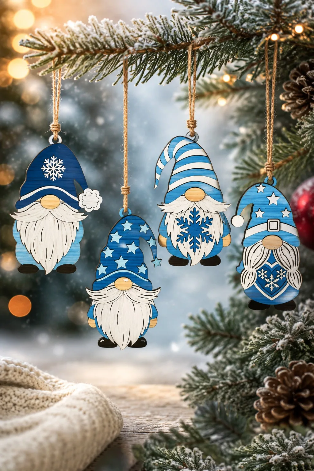 Winter Gnomes Christmas Ornament — SVG laser cut file