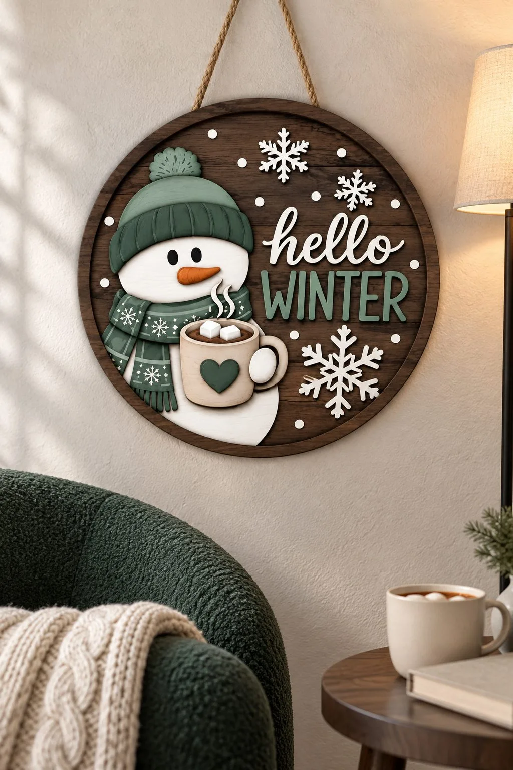 Winter Snowman Door Hanger — SVG laser cut file