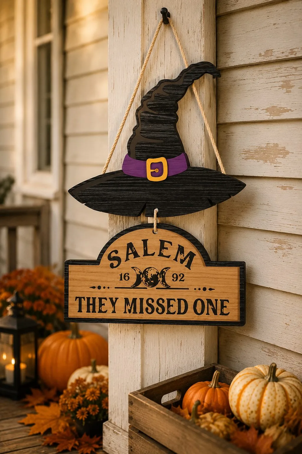 Witch Hat Salem Halloween Door Sign — SVG laser cut file