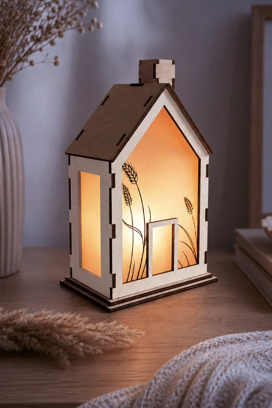 Wheat Gable Lantern House — SVG laser cut file