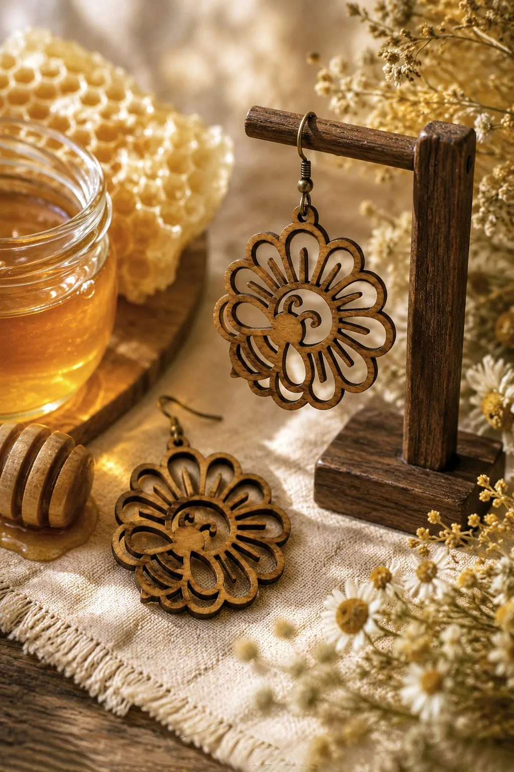 Wooden Bee Earrings Laser Cut Files — SVG laser cut file