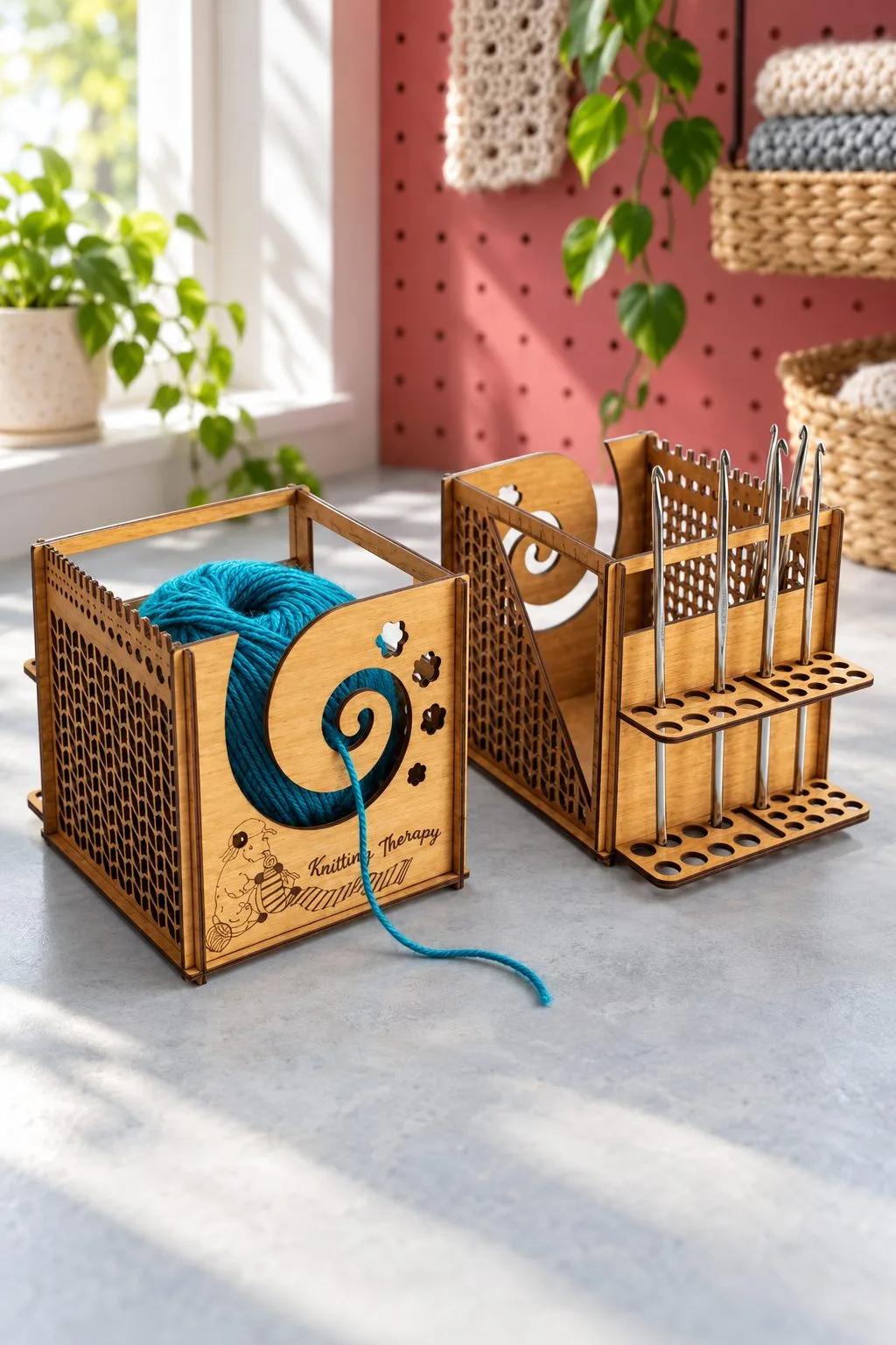 Laser Cut Yarn Organizer Box and Hook Stand — SVG laser cut file