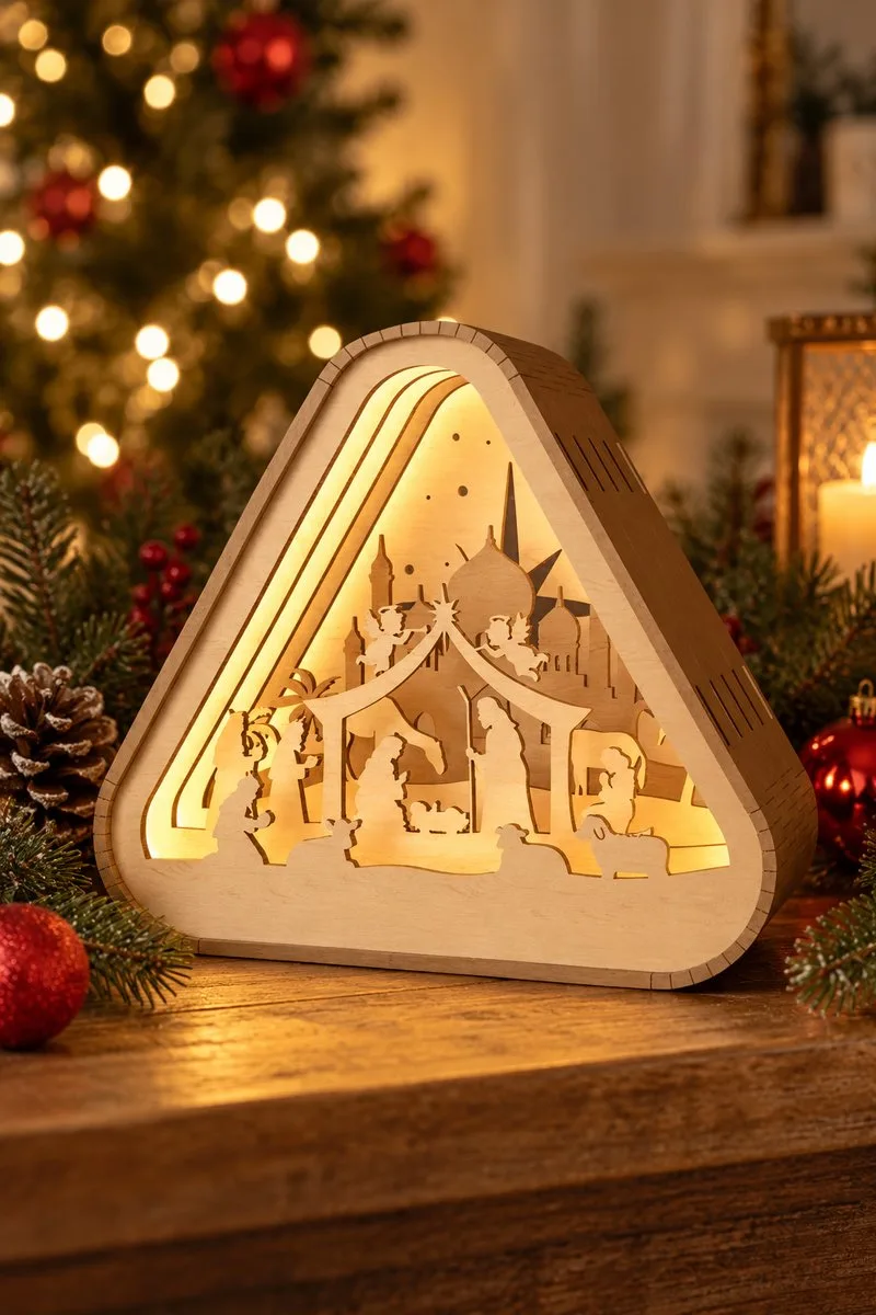 3D Christmas Light Box Lantern Set — SVG laser cut file